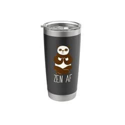 CUTE PANDA MEMES ZEN AF Panda Meditating Yoga Mindful as F-ck Meme Stainless Steel Insulated Tumbler