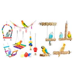 LovyoCoCo Parakeet Toys,Swing Hanging Standing Chewing Toy Hammock Climbing Ladder Bird Cage Colorful Toys Suitable for Budgerigar, Parakeet, Conure, Cockatiel, Mynah, Love Birds, Finches