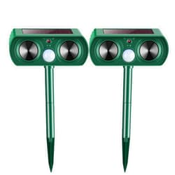 MHNKACA 2 Pack Solar Ultrasonic Animal Repeller 2026 Waterproof Deer Repellent Devices Flashing Light Deterrent for Rabbits,Dogs, Raccoons, Cats,Rodents, Skunks, Squirrels,Yard Garden Outdoor