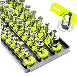 Ernst Manufacturing 8460HV Socket Boss 3-Rail Multi-Drive Socket Rail Organizer with Tray, 18-Inch, High-Visibility - Made in USA