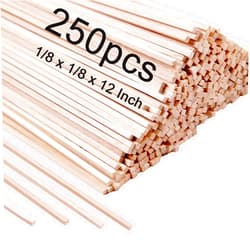 GEKIXUTP 250 Pcs Balsa Wood Sticks 1/8 x 1/8 x 12 Inch balsa Wood Strips Hardwood Square Dowels balsa Unfinished Wooden Strips for Craft DIY Supplies Square Wooden dowels