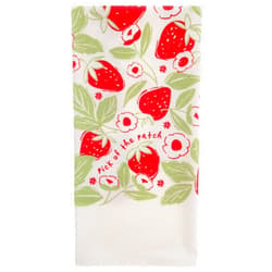 Karma, Fruit Basket Tea Towel - 100% Cotton Hand Towels for The Kitchen - Sweet Saying Home Decor - Strawberry