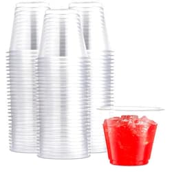 Munfix 250 Pack Clear Plastic Cups, 9 Oz Old Fashioned Tumblers, Disposable Drinking Cups, Bulk Plastic Party Cups for Birthday Parties, Picnics, Ceremonies, and All Events, Recyclable and BPA-Free