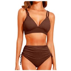 Piuwrlz Women's Summer Sexy Bikini Sets Push Up Tie Back Bra with Boyshorts Swim Suits Summer Beach Swimwear