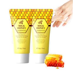 Wenrny Milk Honey Peel Off Hand Wax for Women Men,2 Pack Exfoliating Hand Peeling Film-Deep Cleansing,Moisturizing,Exfoliating,Smoothing,Hands Care Paraffinfor Dry Rough Cracked Hands,1.76 Oz