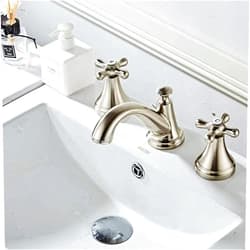 CHLDDHC Waterfall Brushed Faucet for Bathroom Sink, Faucet Bath, 3 - Hole Basin Faucet Mixer Tap with Two Cross Handles