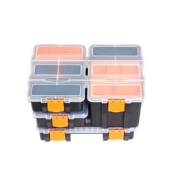 Torin AG421B Hardware & Parts Organizers: 4 Piece Versatile And Durable Storage Toolbox for Bolts, Screws, Nails, Nuts and Small Hardware, Black/Orange