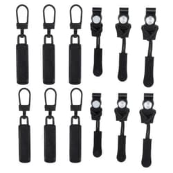 DIVINA VITAE Fix Zipper Repair Kit - 12Pcs Black Universal Instant Replacement Zipper Pull Zipper Replacement Slider with 3 Different Sizes, Nylon Coil Fix Zipper Puller for Jackets Coats Boot Backpack Hoodie