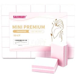 SALVMARY Mini Nail Buffer Blocks, 100/180 Grit Sponge Buffing Sanding Block File Manicure Tools Bulk 50Pcs (Pink)