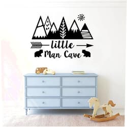 ZzMY Little Man Cave Wall Decal Nursery Wall Stickers Vinyl Wall Art for Kids Room Boy Room Decor Y94 (Black)