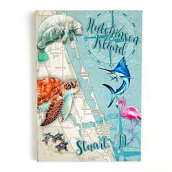 MapMom Hutchinson Island Stuart, FL Sea Life Wood Map Plank Wall Art | 11