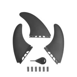 Generic Surfboard Fin Set of 3 with 1 No-Tool Fin Screw - Fiberglass Reinforced Thruster Fins for Longboard, Soft Top Surfboard & Paddle Board (Black), Medium