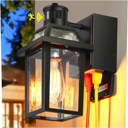 Yisuro Porch Lights with GFCI Outlet, Dusk to Dawn Outdoor Lights with Outlet, 3 Lighting Modes Exterior Light Fixture Waterproof, Outside Lights for House Front Door Patio Garage