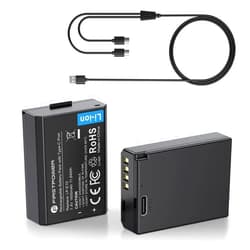 FirstPower LP-E10 1600mAh Battery, 2-Pack Replacement Battery with USB-C Fast Charging Port Compatible with Canon EOS Rebel T100, T7, T6, T5, T3, Kiss X50, Kiss X70, 1100D, 1200D, 1300D, 2000D, 4000D