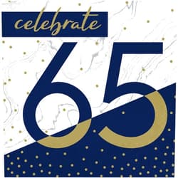 Creative Converting Navy and Gold 65th Birthday Napkins, 6.5