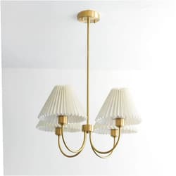 DXYC Brushed Gold Modern Semi Flush Mount Chandelier with Pleated Fabric Shade - Nordic Large Pendant Light for Living Room, Bedroom, Kitchen Island - Round Ceiling Hanging Lamp (Color : 4 Lights)