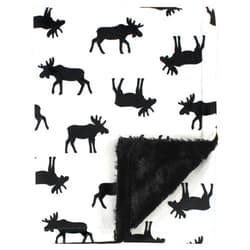 Hudson Baby Unisex Baby Plush Blanket with Furry Binding and Back, Moose, One Size