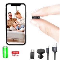 Rettru 【Free 64G】 Smallest Wireless WiFi Camera with Battery,HD1080P Portable Mini Camera for Video Recording Live Feed with Night Vision,Motion Detection, Remote Viewing for Security with iOS Android APP