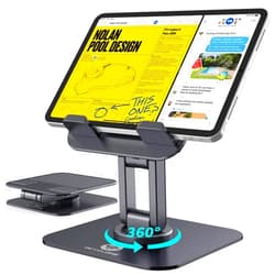 OCYCLONE for iPad Stand 360 Rotating, Adjustable Tablet Stand for Desk, Portable Monitor Tablet Stand Holder Office Accessories Compatible with Kindle 4
