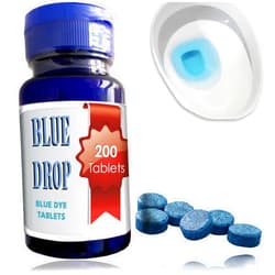 New Resources Group Blue Drop Dye Tabs 200 pc Toilet Dissovable Bluing Tablets Prevent Testing Tampering in EZ Pour Bottle