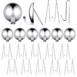 LEIFIDE 20 Pieces Metal Cubicle Hooks Fabric Panel Wall Wire Hooks Set Cubicle Clips Cubicle Pins Cubicle Wall Clips for Office Kitchen Home Shelf Picture Key Hanging Accessories (Silver)