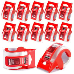 Keebor Packing Tape with Dispenser, 12 Rolls Packaging Tape for Shipping Mailing Wrapping, 1.5'' Core, No Splitting and Tearing, Office Settings