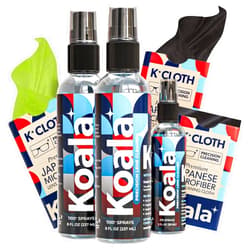 Koala Lifestyle Koala Eyeglass Lens Cleaner Spray Kit | (2x) 8oz + (1x) 2oz Glasses Cleaner Bottle + (3x) Microfiber Cloth | Alcohol Free Eyeglasses, Screen, and Camera Cleaning Kit (6 Piece Set)