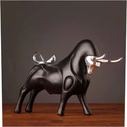 KKONION Resin Bull Statue Animal Sculpture Creative Statues and Sculptures Ornament Craft Home Office Desk Decorative Accessories