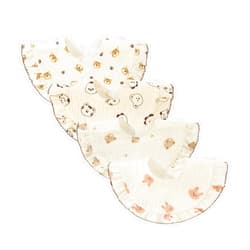 Nishine 4 pcs Unisex Baby Muslin Bandana Drool Bibs 360 Degree Rotatable Cotton Teething Feeding Drooling Bibs for Boy Girl