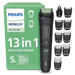 Norelco Philips Norelco All-in-One 3000 Series 13 in 1 Trimmer, Beard Styler & Men's Hair Clipper, 9 Length Settings & Self-Sharpening Skin-Friendly Blades, MG3919/50