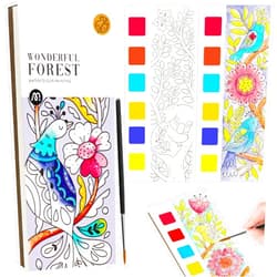 JCREN Watercolor Painting Books, Pocket Watercolor Painting Coloring Kit, Paint with Water Bookmarks Travel Activity Party Favors for Kids Toddlers Gifts for Boys and Girls