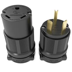 Journeyman-Pro NEMA TT-30R, 30 Amp, 125 Volt, 3-Prong Straight Blade Female RV Trailer Generator Plug Connector, Black Industrial Grade, Grounding 3750 Watts (Black - Female & Male Combo)
