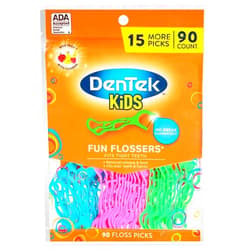 DenTek Kids Fun Flossers, Floss Picks, Removes Food & Plaque, 90 Count