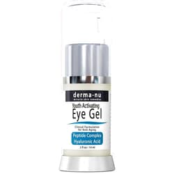 Derma-Nu Eye Gel Anti-Aging Cream - Treatment for Dark Circles, Puffiness, Wrinkles and Fine Lines - Hyaluronic Acid Formula Infused Serum with Aloe Vera & Jojoba for Ageless Smooth Skin .5 oz