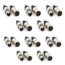Zhupoub (20 Pack) 3-Pin XLR Cable Connector 10 Male & 10 Female Solder Type Mic Audio Socket Microphone Line Plug Connector, Black Housing Silver Contacts