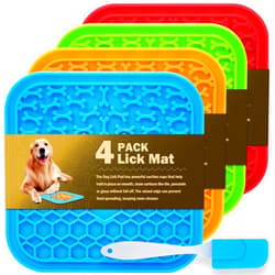 MooonGem 4 Pack Lick Mat for Dogs, Dog Slow Feeder Dowl Mat for Bathing Grooming Nailing Trimming, Food-Grade, Non-Toxic, Licking pad for Dogs and Cats, Puzzle Feeding Mat for Pets