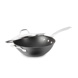 Calphalon Signature Hard-Anodized Nonstick 12-Inch Flat Bottom Wok with Cover