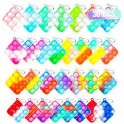 Genuvi Pop Fidget Toys Bulk Its Party Favors for Kids 4-8 8-12 30PCS Mini Pop Keychain It Fidget Toy Pack Fidgets for Classroom Prizes for Kids Carnival Birthday Goodie Bag Stuffers End of Year Student Gifts