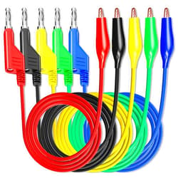 Goupchn Stackabe Banana Plug to Alligator Clips Test Leads 5 Colors Soft Flexible Electrical Wire Cables for Multimeter Electrical Testing 500V/5A