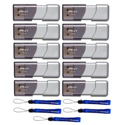 PNY 64GB USB 3.0 Flash Drive Elite Turbo Attache 3 (Ten Pack) Bundle with (5) Everything But Stromboli Lanyard (Model P-FD64GTBOP-GE)