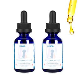 PranaPets Intestinal Defense Supplement for Dogs & Cats | Naturally Helps Digestive Issues in Pets | Herbal Formula | 2-Pack