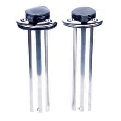 Amarine Made 2Pcs 90 Degree Fishing Rod Holders Stainless Steel with Rubber Cap, Liner, Gasket