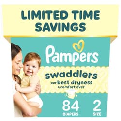 Pampers Swaddlers Diapers, Size 2 (10-22 lbs), 84 Count, Absorbent, Keeps Baby Dry and Comfortable, Skin Safe Disposable Baby Diaper (Packaging May Vary)