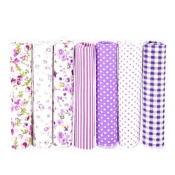 OUKENS Cotton Craft Fabric 7pcs Quilting Supplies Top Fat Quarter Bundles Floral Precut Fabric Square for DIY Craft Patchwork Wallet Cushion Cover(20” x 20”)