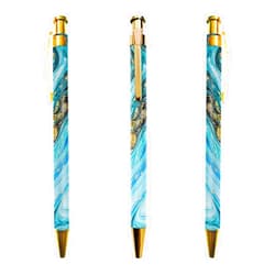 Muenjxh Ballpoint Pen 3 Pcs Click Pens Metal Retractable Black Pens Blue Marble Pattern Cheetah Reusable 1.0 mm Medium Point Black Pen for Office School