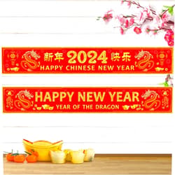 Zonon 2024 Chinese New Year Decorations Happy Chinese New Year Banner Year of Dragon Party Banner New Year Party Suppliers with 20 Glue Point Dots, Chinese Spring Festival Decorations