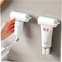 MOPMS Toothpaste Squeezer Wall Mount, 2 PCS Toothpaste Roller Dispenser for Bathroom, Plastic Tube Squeezer Roller Wringer for Artist, Hair Salon, Painter (White)