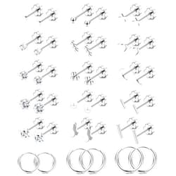 Jstyle Small Hypoallergenic Flat Back Stud Earrings for Women Men, 14K Gold Surgical Stainless Steel Earrings for Sensitive Ears Tiny Screw Back Cartilage Earring Sets for Multiple Piercing
