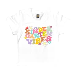NeatKnit Back to School Shirt for Girl Boy Kindergarten PRE-K First Day Of School Top Vintage Rainbow Hippie Retro Boho T Shirt (5-6T, Kinder GARTEN Vibes-T Shirt)