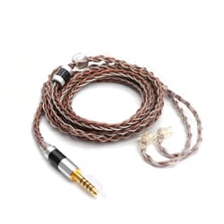 TRIPOWIN Linsoul C8 8-Core Silver Copper Foil Braided Earphone Replacement Upgrade Cable, Tinsel Silver Copper Wire for KZ ZSX, ZSN Pro, ZS10 Pro NF2u, QDC IEMs (4.4mm Plug, QDC Connector)